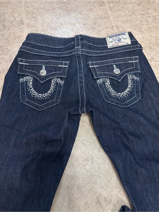 True Religion Denim - True Religion Womens Jeans Size 27 Dark Wash Rhinestone Flap Pocket USA
